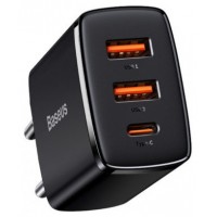 BASEUS COMPACT QUICK CHARGER 2U+C 30W EU BLACK (Espera 4 dias)-8SX BASEUS COMPACT QUICK CHARGER 2U+C 30W EU BLACK (Espera 4 dias)