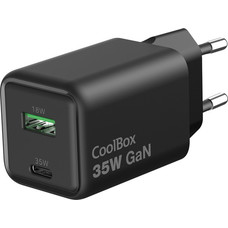 COOLBOX Cargador Gan 35W USB-A/USB-C Pared Negro-SX3 COOLBOX Cargador Gan 35W USB-A/USB-C Pared Negro