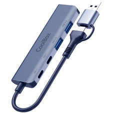Coolbox HUB4 Lite USB-C/A 4 Puertos Aluminio-SX1 Coolbox HUB4 Lite USB-C/A 4 Puertos Aluminio