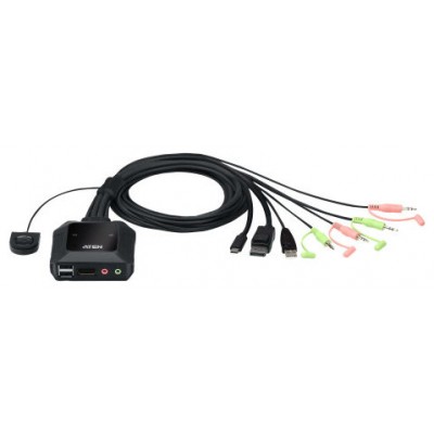 ATEN Switch KVM en formato cable híbrido DisplayPort de 2 puertos USB-C (Espera 4 dias)