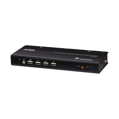 ATEN Conmutador KVMP de doble monitor con 2 puertos USB 4K HDMI (cables incluidos) (Espera 4 dias)