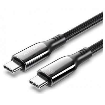 CABLE 2.0 USB-C A USB-C 100W 1.2 M NEGRO VENTION (Espera 4 dias)