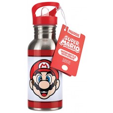 BOTELLA METÁLICA CON PAJITA SUPER MARIO 500 ML PALADONE REDSTRING PP8022NN (Espera 4 dias)