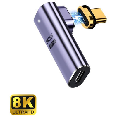EWENT Adaptador Magnético USB-C 90º USB4 PD 100W-SX26 EWENT Adaptador Magnético USB-C 90º USB4 PD 100W