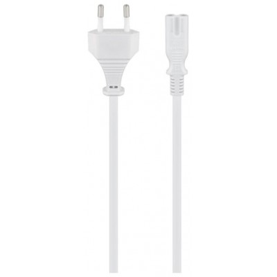 CABLE DE ALIMENTACION EURO A IEC C7 BLANCO, 1,80 METROS.