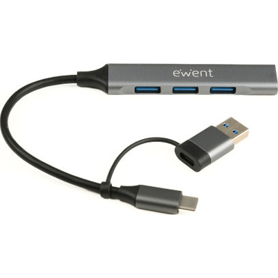 Ewent EW1154 hub de interfaz USB 3.2 Gen 1 (3.1 Gen 1) Type-A + Type-C Gris (Espera 4 dias)-SX1 Ewent EW1154 hub de interfaz USB 3.2 Gen 1 (3.1 Gen 1) Type-A + Type-C Gris (Espera 4 dias)