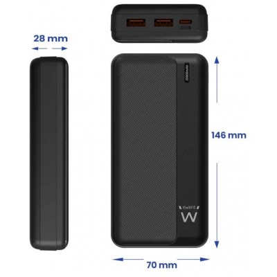 POWERBANK EWENT 22.5W 20000MAH 2TYPE-C/1TYPE-C/2USB-A (Espera 4 dias)