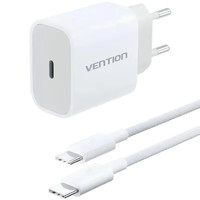 CARGADOR PARED 20W USB-C + CABLE USB-C BLANCO VENTION (Espera 4 dias)