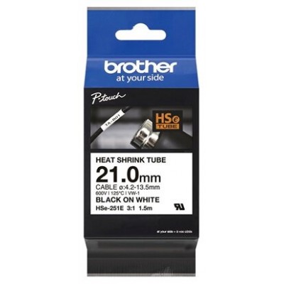 BROTHER Cinta tubo termorretractil. Texto negro sobre fondo blanco. PTE550W, PTP750W, PTP900W, PTP950NW, PTD800W