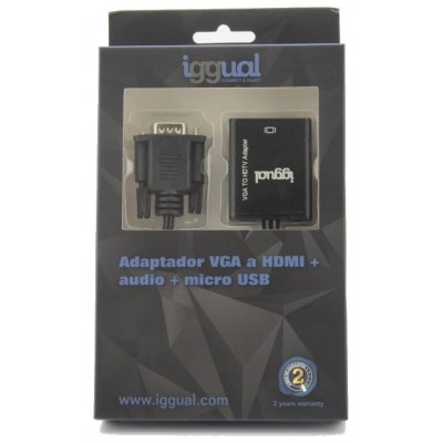 iggual Adaptador VGA a HDMI + audio + microUSB