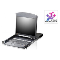 Aten Consola LCD dual rail con switch KVM por IP integrado multi-interfaz Cat 5 de 8 puertos con acceso compartido desde consolas local/remota (Espera 4 dias)