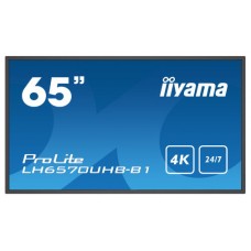 iiyama LH6570UHB-B1 pantalla de señalización Pantalla plana para señalización digital 163,8 cm (64.5") VA 700 cd / m² 4K Ultra HD Negro Procesador incorporado Android 9.0 24/7 (Espera 4 dias)