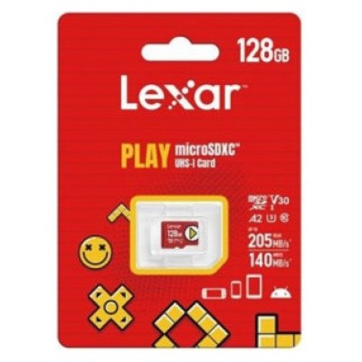 LEXAR 128GB PLAY MICROSDXC&trade; UHS-I CARDS, UP TO 205MB/S READ, 140MB/S WRITE, C10 A2 V30 U3 (Espera 4 dias)