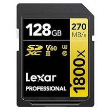 LEXAR 128GB PROFESSIONAL 1800X SDXC UHS-II CARDS,  UP TO 280MB/S READ 210MB/S WRITE C10 V60 U3 (Espera 4 dias)