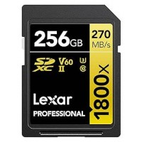 LEXAR 256GB PROFESSIONAL 1800X SDXC UHS-II CARDS,  UP TO 280MB/S READ 210MB/S WRITE C10 V60 U3 (Espera 4 dias)