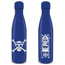 BOTELLA METÁLICA LOGO ONE PIECE & EMBLEMA PIRATAS SOMBRERO DE PAJA AZUL 540 ML PYRAMID MDB25506 (Espera 4 dias)