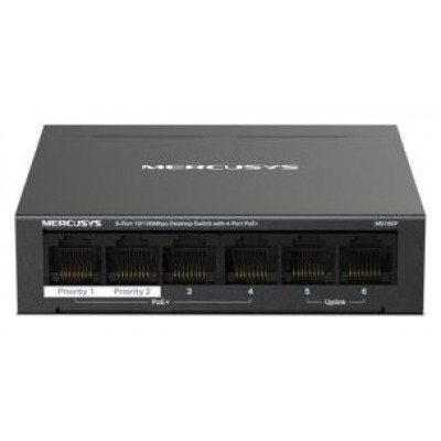 SWITCH POE+ NO GESTIONABLE MERCUSYS MS106P 6P 6xRJ45-SX6 SWITCH POE+ NO GESTIONABLE MERCUSYS MS106P 6P 6xRJ45