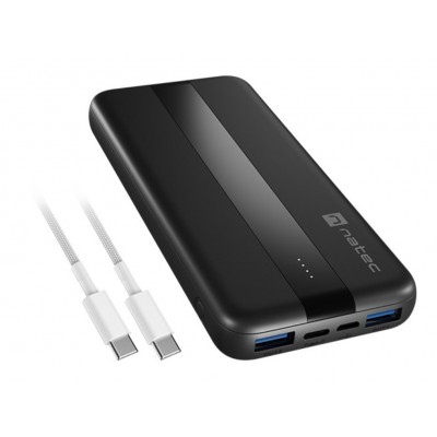 POWERBANK NATEC TREVI SLIM QV2 10000MAH 2XUSB-A 18W + 1XUSB-C 20W + CABLE USB-C