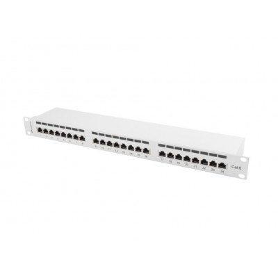 PATCH PANEL LANBERG 24 PUERTOS 1U 19" CAT.6 FTP GRIS