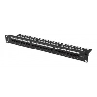 PATCH PANEL LANBERG 24 PUERTOS 1U 19" CAT.6A UTP CON ORGANIZADOR CABLES NEGRO