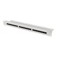 PATCH PANEL LANBERG 24 PUERTOS 1U 19" CAT.6A UTP CON ORGANIZADOR CABLES GRIS