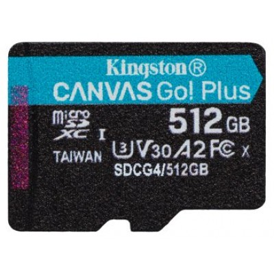 Kingston Technology 512 GB microSDXC Canvas Go Plus Gen4 200R A2 U3 Paquete individual sin ADP (Espera 4 dias)