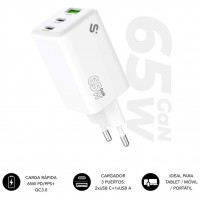 SUBBLIM CARGADOR GAN 65W CHARGER USB C+C+A (Espera 4 dias)
