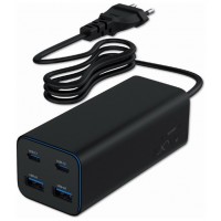 CARGADOR RAPIDO GEMBIRD USB POWERDELIVERY GAN DE 4 PUERTOS 100 W NEGRO