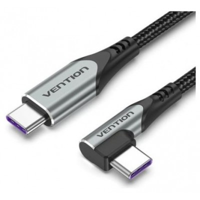 CABLE USB-C/M ANGULO RECTO A USB-C/M 0.50 M 100W GRIS VENTION (Espera 4 dias)