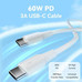 CABLE USB-C A USB-C 2.0 60W 0.5 M BLANCO VENTION (Espera 4 dias)