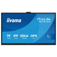 PANTALLA INTERACTIVA 75" EDLA, ANDROID 14, 8/128GB UHD IPS, MM 2X 20W  + 20W SUBWR, 2X HDMI, DP , 2X USB-C,  450CD/M, HORIZ , MEDIA PLAY USB PORTS, ANTIGLARE, LAN, RS232C, IIWARE WIFI-6/BT 5.0, OPS SLOT, VESA 400X400 (MOUNT INCLUDED) (TE7513A-B1AG) (