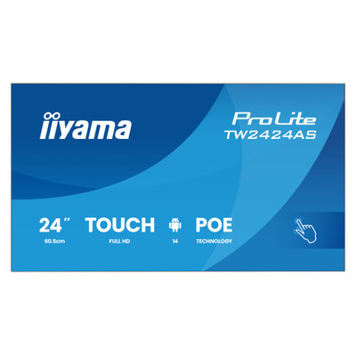 IIYAMA 24" PANEL-PC / ANDROID 14+GMS, SOC 8CORE RK3576 4GB, 32GB, PCAP BEZEL FREE 10-POINTS TOUCH, 1920X1080, 450CD/M², IPS PANEL, USB-C (VIDEO OUT), MM, MICRO, WIFI6, BT5.3, MICRO-SD SLOT, USB 2X 2.0 1X 3.2, AUDIO, IISIGNAGE2 / BLANCO (TW2424AS-SX80 IIYAMA 24" PANEL-PC / ANDROID 14+GMS, SOC 8CORE RK3576 4GB, 32GB, PCAP BEZEL FREE 10-POINTS TOUCH, 1920X1080, 450CD/M², IPS PANEL, USB-C (VIDEO OUT), MM, MICRO, WIFI6, BT5.3, MICRO-SD SLOT, USB 2X 2.0 1X 3.2, AUDIO, IISIGNAGE2 / BLANCO (TW2424AS