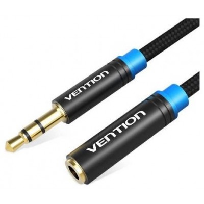 CABLE AUDIO ESTEREO JACK 3.5/M JACK 3.5/H 5 M NEGRO VENTION (Espera 4 dias)