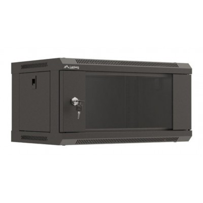 ARMARIO LANBERG MURAL RACK 19" 4U 540X350 FLAT PACK NEGRO PUERTA CRISTAL